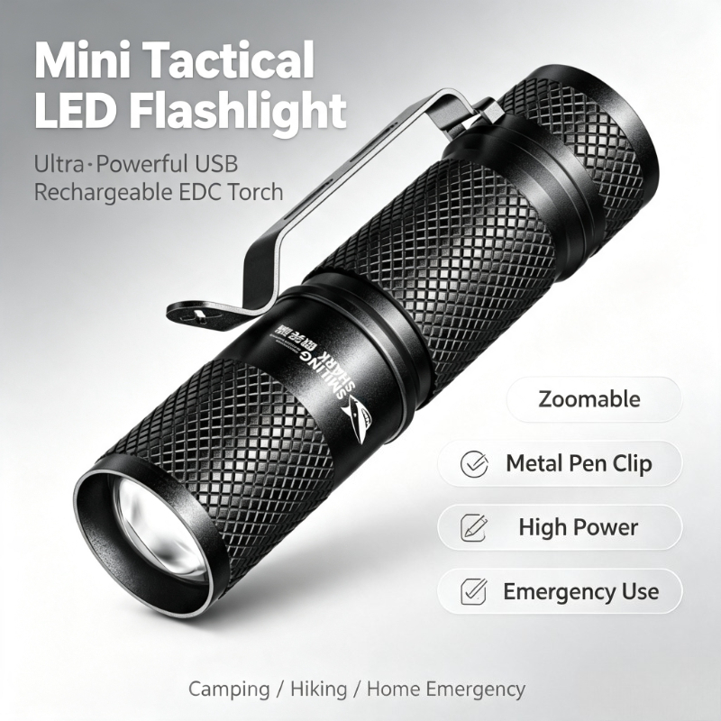 Edc (Every Day Carry - 스마일링 샤크 초강력 미니 전술용 LED