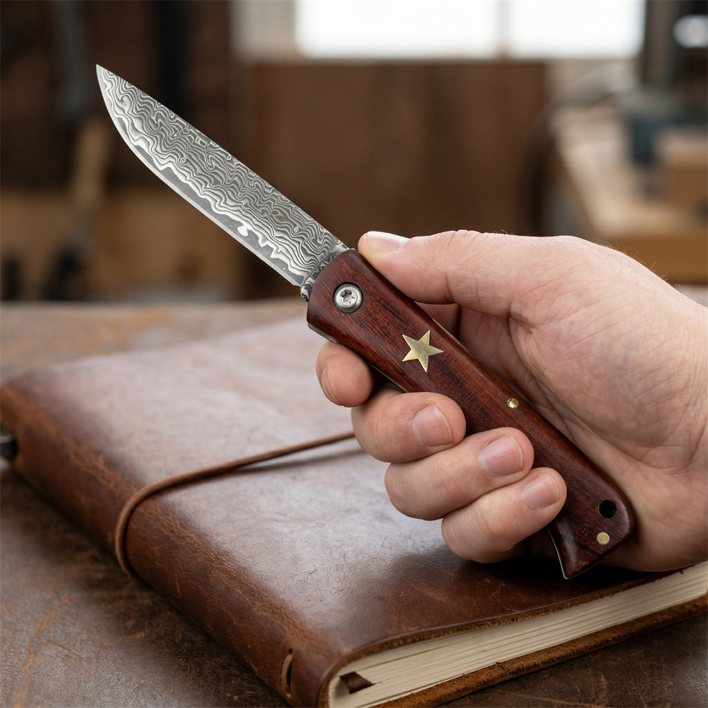 컴팩트 아웃도어 서바이벌 다마스커스 접이식 포켓 나이프 - Edc Fixed Blade Deep Carry 리뷰 및 가격